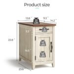 LINSY HOME Farmhouse End Table with Charging Station & Drawer – Narrow Side Table for Living Room or Home Office. - Image 3
