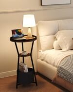 Yusong 3-Tier Round Side Table – Small Accent Table for Living Room, Bedroom & Couch, Rustic Brown. - Image 9