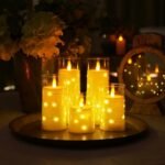 Homemory Flameless Candles with Star String Lights, Battery-Operated, Remote Control, Ivory Set of 5 (4", 5", 6", 8", 8") - Image 7