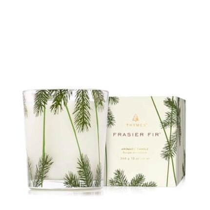 Thymes Frasier Fir Pine Needle Candle – Holiday Candles for Home Scented with Notes of Crisp Siberian Fir, Cedarwood & Sandalwood – Christmas Decor – Christmas Gifts for Women & Men (13 oz)