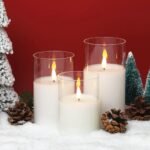 Eywamage Clear Glass Flameless Candles Set of 3 with Remote Timer & Flickering LED Lights - Image 8
