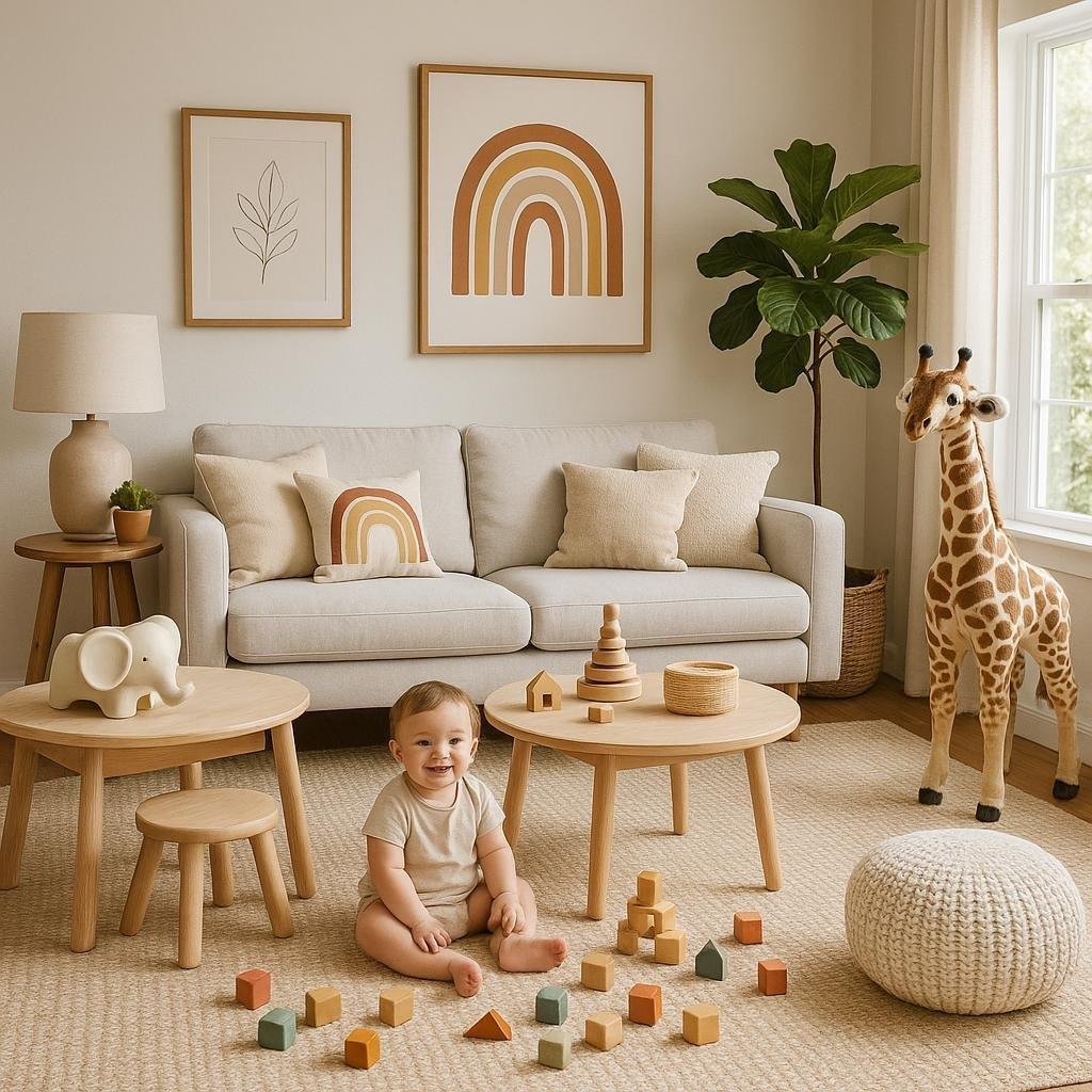 How can I make my living room decor child-friendly without sacrificing style?