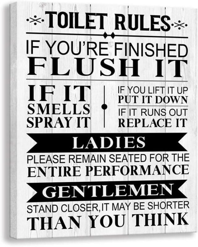 Our Review: “Toilet Rules” Canvas Art – Humor Meets Home Decor