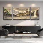 Framed Mountain Wall Art: 3-Piece Brown Landscape Prints for Modern Living Room & Dining Decor. - Image 4