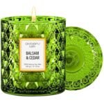 Chloefu LAN Balsam & Cedar Scented Candle Christmas Candles Gift, Christmas Festival Gifts, Large Luxury Scented Soy Jar Candles with up to 55 Hour Long Lasting, Highly Scented, 8.1oz