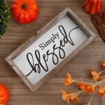 FESTWIND Tiered Tray Decor: Embossed Metal "Simply Blessed" Sign with Wood Frame - Rustic Home Decor for Thanksgiving - Image 6