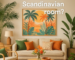 What are some popular color schemes for a Hawaiian modern Scandinavian living room?