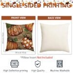 Thanksgiving Pillow Covers Set of 4, 18x18 Inches, Autumn Pumpkin & Stripes for Fall Decor - Image 2