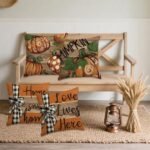 Thanksgiving Pillow Covers Set of 4, 18x18 Inches, Autumn Pumpkin & Stripes for Fall Decor - Image 4
