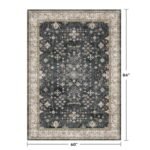 5x7 Black Boho Rug – Washable Low Pile Non-Slip Vintage Area Carpet for Living Room, Bedroom, Office - Image 2