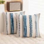 WANLIRD 18x18 Boho Throw Pillow Covers (Set of 2) – Striped Chenille Cushion Cases in Sky Blue for Sofa, Couch, Bed. - Image 5