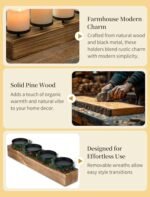 Romadedi Rustic Pine Wood Candle Holders - 16.5 Inch Centerpieces for Dining Tables, Fireplaces & Winter Decor. - Image 7