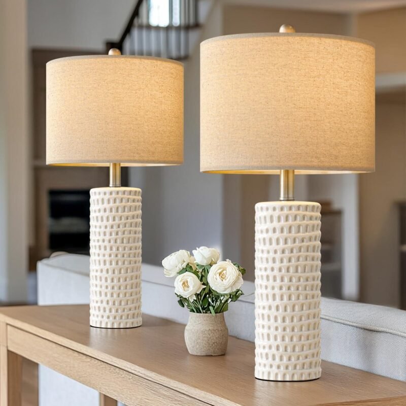 Our Honest Review: PORTRES 24″ Farmhouse Ceramic Lamp Set