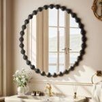Easly 28-Inch Round Black Beaded Vanity Mirror - HD Circle Mirror for Bathroom, Living Room & Entryway Decor - Image 2