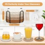 Set of 8 Colorful Boho Drink Coasters with Holder - Perfect for Coffee Table and Living Room Decor - Image 3