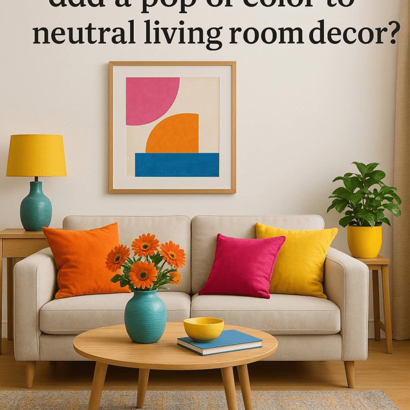 What are some ways to add a pop of color to neutral living room decor?