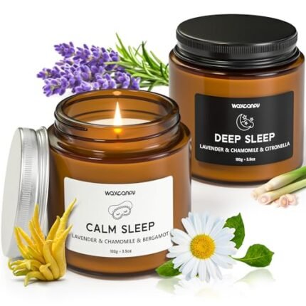 Waxcanpy Scented Candle Gift Set, Soy Candles for Women, Sleep Candles for Home Scented, 2 Pack Aromatherapy Candle for Relaxing, Sleep, Stress Relief & Home Decor