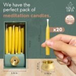 20-Minute Meditation Beeswax Candles by KALA DIPA – Set of 20 Dripless Taper Candles with Brass Holder for Yoga, Relaxation, and Mindfulness Gifts - Image 2