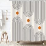 GKLEASG Boho Mid-Century Shower Curtain: Minimalist Abstract Design, Waterproof, 72x72, Includes 12 Hooks. - Image 3