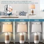 Hamucd White Boho Ceramic Lamps with Rope – Set of 2 Nautical Coastal Bedroom & Living Room Table Lamps - Image 2