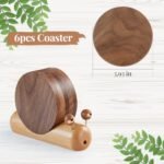 Natural Acacia Wooden Drink Coasters with Magnetic Holder – Set of 5 for Modern Home Decor. - Image 3