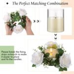 Yunlly 3-Inch Artificial Rose Candle Rings for Weddings: White Eucalyptus Centerpieces, 12 Pcs, LED Flameless Decor for Parties, Valentine's & Mother's Day. - Image 4