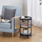 Dulcii Round Side Table with 3 Shelves - Stylish Steel Frame for Living Room, Bedroom, or Outdoor Use - Image 6