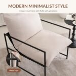 ZZLay Set of 2 Modern Accent Chairs with Metal Frame & Memory Foam, Cozy Lounge Chairs for Home, Beige - Image 4