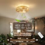 20'' Boho Rattan Ceiling Fan with Light & Remote Control, Enclosed Flush Mount for Living Room & Nursery - Image 3