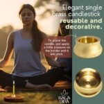 20-Minute Meditation Beeswax Candles by KALA DIPA – Set of 20 Dripless Taper Candles with Brass Holder for Yoga, Relaxation, and Mindfulness Gifts - Image 3