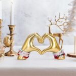 Gold Heart Hand Sculpture: Stylish Home Decor for Bookshelves & Tables, Perfect Gift for Women. - Image 2