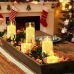 Homemory Flameless Candles with Star String Lights, Battery-Operated, Remote Control, Ivory Set of 5 (4", 5", 6", 8", 8") - Image 2