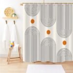 GKLEASG Boho Mid-Century Shower Curtain: Minimalist Abstract Design, Waterproof, 72x72, Includes 12 Hooks. - Image 4