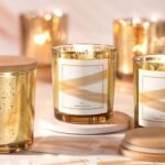 LAMORGIFT 15 Pack Glass Candle Jars With Lids (8oz, Gold) - Empty Containers for Making Candles - Mercury Glass Jars With 20 Pcs Labels - Accessories Included