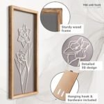 Set of 4 Lightweight 3D Wooden Floral Wall Art for Living Room, Bedroom, or Office - Boho Farmhouse Decor - Image 6