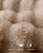 Blunique Ultra Soft Faux Fur Blanket - Oversized 60x80" Cozy Plush Throw for Couch & Bed, Light Brown. - Image 7