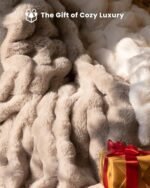 Blunique Ultra Soft Faux Fur Blanket - Oversized 60x80" Cozy Plush Throw for Couch & Bed, Light Brown. - Image 6