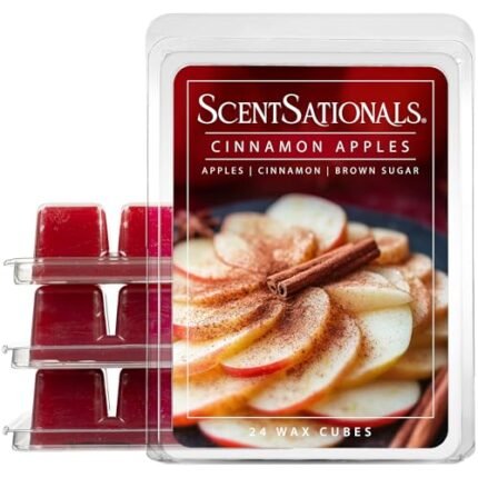 Scentsationals Fall Wax Melts, Wax Cubes Strong Scent - Cinnamon Apples - Long Lasting Scented Melts for Warmer, 10oz (24-Cubes)