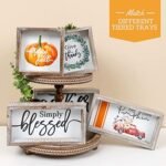 FESTWIND Tiered Tray Decor: Embossed Metal "Simply Blessed" Sign with Wood Frame - Rustic Home Decor for Thanksgiving - Image 8
