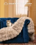Blunique Ultra Soft Faux Fur Blanket - Oversized 60x80" Cozy Plush Throw for Couch & Bed, Light Brown. - Image 5