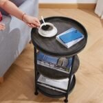 Dulcii Round Side Table with 3 Shelves - Stylish Steel Frame for Living Room, Bedroom, or Outdoor Use - Image 2