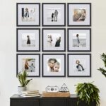 Sheffield Home 9-Piece Gallery Wall Frame Set, 12x12 in. with 8x8 in. Matte Black Mats - Image 2