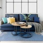 Smuxee Set of 2 Round Nesting Coffee Tables, 27.6" Wood Grain Top, Adjustable Feet for Living Room, Bedroom, Balcony. - Image 5