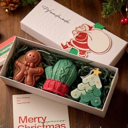 2026 New Handmade Christmas Scented Candle Gift Set, Christmas Three-Piece Scented Candle Giftset, Unique Design for Home, Party, Bedroom, Table Decoration (#A (Short Gift Box))