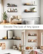 BAYKA 22.5" Floating Wall Shelves – Rustic Black Wood Storage for Any Room (Set of 2) - Image 7