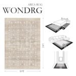 WondRg 8x10 Beige Washable Area Rug: Floral, Non-Slip, Low Pile, Stain-Resistant for Living Room, Bedroom & Office. - Image 2