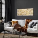 KREATIVE ARTS Large Brown and Gold Abstract Canvas Art - Nordic Modern Wall Decor, 20x48'' Giclee Prints for Living Room, Bedroom, Office. - Image 4