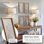 Set of 4 Lightweight 3D Wooden Floral Wall Art for Living Room, Bedroom, or Office - Boho Farmhouse Decor - Image 2