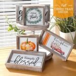 FESTWIND Tiered Tray Decor: Embossed Metal "Simply Blessed" Sign with Wood Frame - Rustic Home Decor for Thanksgiving - Image 2