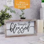 FESTWIND Tiered Tray Decor: Embossed Metal "Simply Blessed" Sign with Wood Frame - Rustic Home Decor for Thanksgiving - Image 7